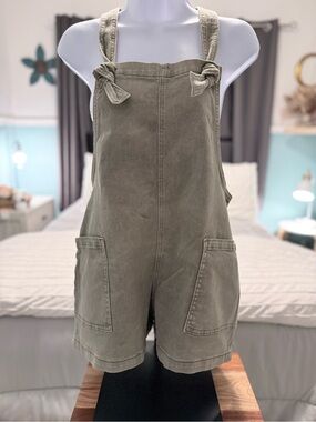 Zenana Outfitters Faded Olive Green Overall Romper